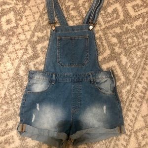 Distressed Blue Jean Overalls